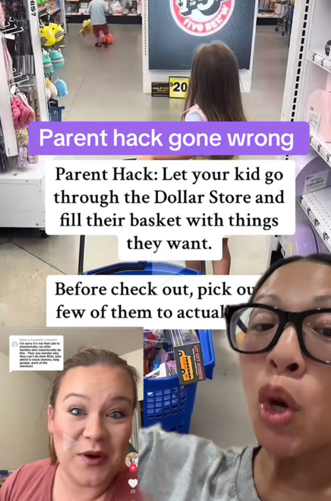 A collage of a woman shopping in a store